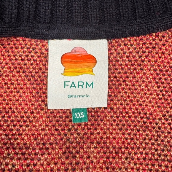 Farm Rio Geometric Patterned Cardigan Sweater - Black, Red, Brown - Picture 11 of 16